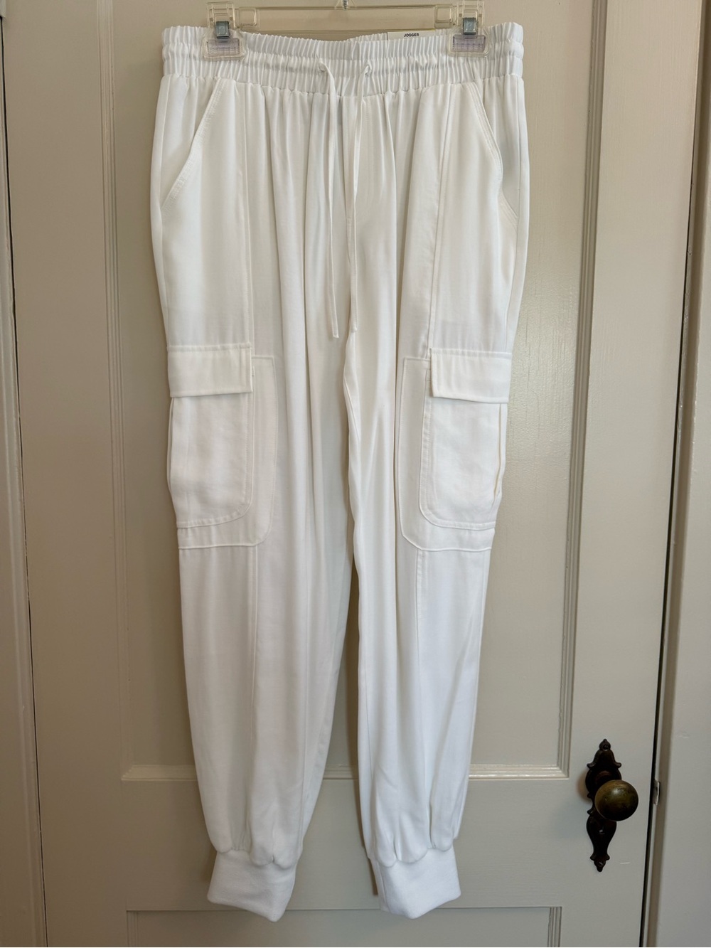 White Cargo Jogger Pants - Women's Casual Drawstring Trousers